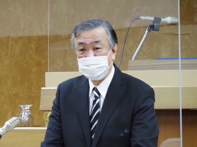 網走市長市政執行方針演説の様子