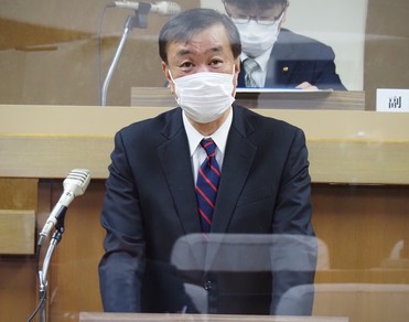 網走市長市政執行方針演説の様子