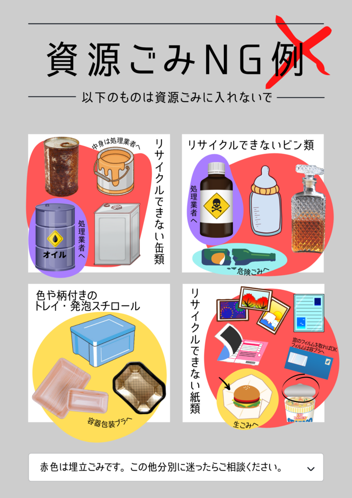 資源ごみNG例の画像