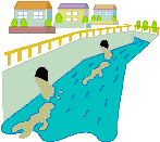 排水が河川に流れ込む画像