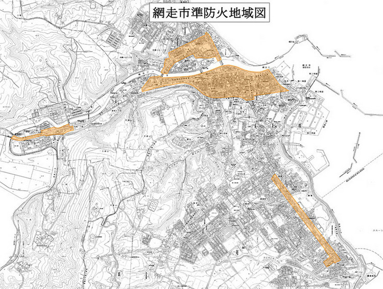 網走市準防火地域図の画像
