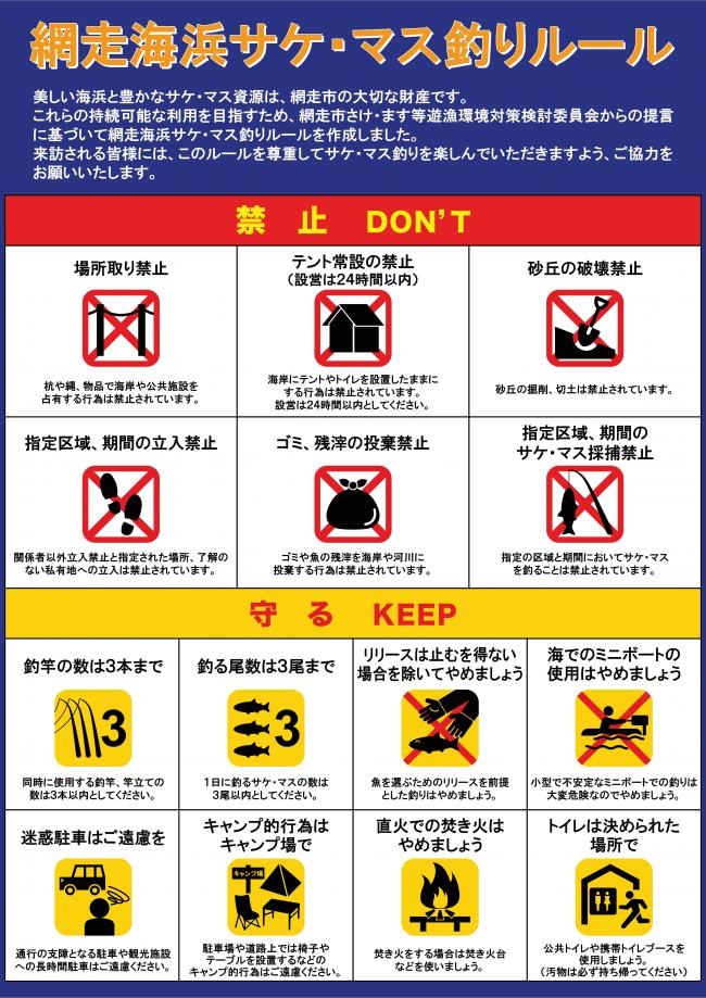網走海浜サケ・マス釣りルール①
