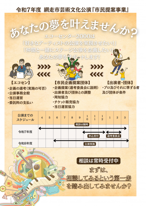 令和7年度　網走市芸術文化公演　市民提案事業　チラシ　裏