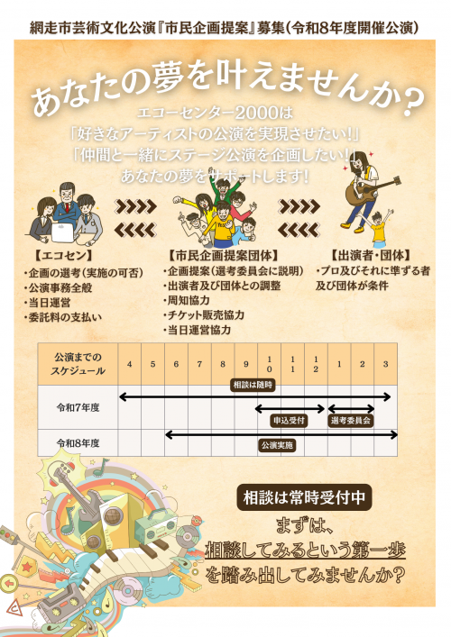 令和８年度に開催する芸術文化公演の市民企画提案募集ポスター詳細