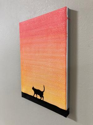 完成したアクリル画の展示例